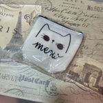 Vinyl Cat Meow Coin Purse White Photo 1