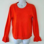 J.Crew  Bright Tangerine Orange Crew Neck Long Sleeve Sweater Bell Cuffs Size S Photo 0
