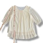 Belle Habiller Women’s Ivory Chiffon Blouse Layered‎ Hem Sheer Sleeve Top M/L Size M Photo 2