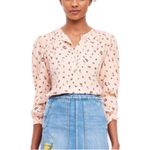 Rebecca Taylor  Ballet Pink Mia Long Sleeve V Neck Floral Silk Blouse NWT 4 Photo 8