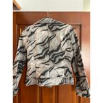 White House | Black Market   stretchy denim zebra print Moto jacket size 00 petite Photo 5
