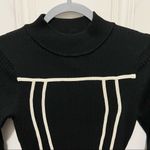 Black Cream Trimmed Piped Ribbed Knit Mock Neck Long Sleeve Sweater Dress Size L Size L Photo 1
