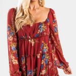 Francesca's Francesca’s Burgundy Floral Dress Photo 0