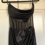 Sherri Hill Black Satin  Bustier Corset Dress Size 4 Photo 3