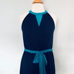 Max Studio Navy Blue Yellow Colorblock Maxi Dress Photo 3