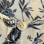 Beach Lunch Lounge Sleeveless Floral Blouse White Blue Size L Photo 5