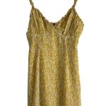 Here Comes the Sun Mini Dress Womens L Yellow Floral Ruffle Strap Milkmaid Photo 0