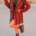 POL Double Breasted Cotton Plaid Blazer Size Small Longline Oversized Photo 1