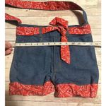 Denim Bandana Shorts Purse Bag Cute Unique Red Summer Pockets Zipper Blue Photo 3