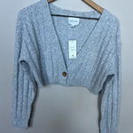 Pink Rose NWT Light Heather Gray One Button Cardigan Sweater Size Medium Photo 0