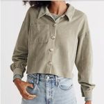Madewell Knit Corduroy Crop Shirt-Jacket L Sage Green Soft Ribbed Shacket Fall Photo 0