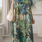 Bryn Walker  Silk Maxi Dress | Abstract Painterly Print | Made in USA | Size S Photo 0