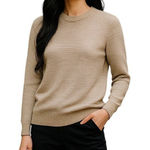 French Connection Ribbed Crewneck Sweater Beige Size M Neutral Minimalist Winter Photo 0