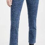 MOTHER The Tomcat Ankle Animal Print Straight Leg Jeans Sinister Blue/Black NEW Blue Size 28 Photo 0