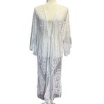 White Sheer Lace Kimono Duster Cardigan Size Small Photo 1