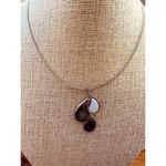 Lia Sophia Silver Tone Necklace Mother of Pearl Black White Tear Drops Pendant Photo 3
