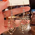 18K Gold Plated Twisted Wavy Tassel Dangle Drop Earrings for Women Photo 1