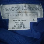 Maggy London  4 Silk Wool Vintage Long Sleeved 4-Pocketed Lapis Blue Shirt Dress Photo 9