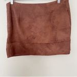 Free People  Brown Faux Suede Wrap Mini Skirt Size 8 Ruched Side Zipper Photo 6