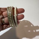 Set of 5 Stackable Bangles Gold Tone Rhinestone Pearl Embellished Photo 8