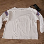 Moncler NWT  White Feminine Luxury Basic 3/4 Sleeve Cotton Blouse Size Medium Photo 0