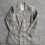 CAbi Womens Blazer Jacket Size 8 Gray Plaid Double Breasted Peak Lapel Career Photo 2