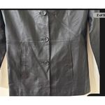 Leather Jacket Black Leather Collared Buttons Pockets Lined Size 10 VTG VG Clio Photo 8