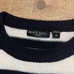 Brave Soul Women's Beige Navy Stripe Anchor Pirate Soft Crewneck Sweater Sz 16 Photo 3
