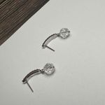 Swavorski Swarovski Crystal Bead Silver Tone Pierced Earrings (Swan Signed) Photo 4