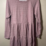 AUW Pink purple mauve Long Sleeve tunic Dress tiered large heathered Photo 0