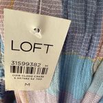 Loft  Midi Dress Pastel Blue Pink Plaid Smocked Tiered Square Neck Sundress Photo 6