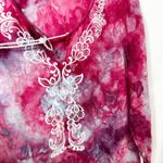 Artisan NY Medium Tunic Top Handmade Tie Dye Embroidered V Neck Boho Tassels 401 Photo 5