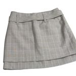 Maje  Jikam Checkered Woven Belted Mini Skirt Beige Academia Old Money Size 40 Photo 6