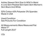 Ashley Stewart Skirt Size 14 W34"in Waist A-Line Skirt Pleated Skirt Satin Skirt Photo 1