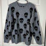 Bobeau Gray Skull Pattern Crewneck Sweater Photo 0