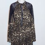 Venus  Black Leopard Print Midi Dress with Lace Accents NWOT Size 12 Photo 3