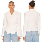 L'Academie NWOT Micha Linen Long Sleeve Handkerchief Hem Blazer Jacket Ivory XS Photo 0