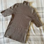 Dress Forum  Beige Mockneck Stretchy Ribbed T-Shirt XS-Medium Photo 1