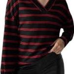 Sanctuary  Sweater Black & Red Striped Size Zip V-neck Size Medium Photo 0