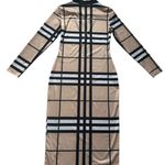 Elegant Tan and Black Checkered Dress Photo 3