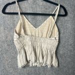 Cotton Candy LA Women Small‎ Striped Adjustable Strap Distressed Hem Crop Top Tan Photo 4