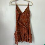 Trixxi  Burnt Orange Floral Ruffle Mini Dress Size L Photo 4