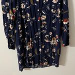 Suzy Shier  Floral Navy Blue pattern dress SZ SP optional roll up sleeves Photo 2