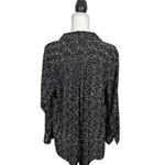 Charter Club Blouse Plus Size 1X Black Multicolored Geometric Button Long Sleeve Photo 5