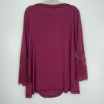 LonoLaKa Womens Maroon Long Lace Sleeves Crew Neck Feminine Vacation Blouse Lrg Purple Size 00 Photo 4