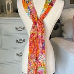 Scarf Colorful Hippie Lightweight Floral Orange Pink Hair Tie Wrap Photo 7