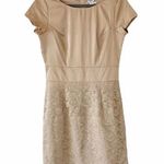 Downeast Basics Beige Satin Lace Formal Dress M Photo 0
