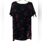 Loft NWT  Velvet Floral Shift Mini Dress Size MEDIUM Open Tie / Cold Shoulder Photo 2