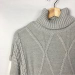 Sweet Halo Light Gray Cable Knit Mixed Media Turtleneck Sweater M Size M Photo 2
