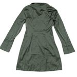 Abercrombie & Fitch Olive green long sleeve satin shirt dress Photo 1